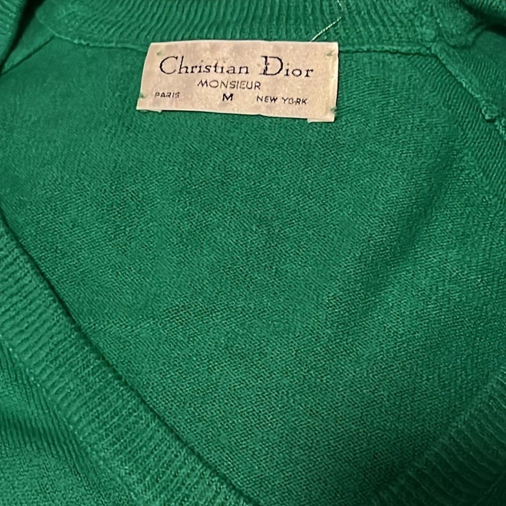 Christian Dior 100% acrylic logo v-neck pullover sweater‎ EUC C29 - Picture 4 of 4